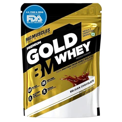 Image of Bigmuscles Nutrition Premium Gold Whey [37g] | Informed Choice UK Certified | Isolate Whey Protein Blend | 25g Protein | 11g EAA | ProHydrolase Enzyme Technology [Chocolate] - 1 Serving