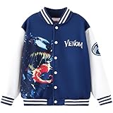 Disney Jacket Marvel Sweatshirt Spider-Man Graphic Jackets Kid Button Up Cardigan Venom Bomber Coat Varsity Jacket Deep Blue Clothes Boy Streetwear Child Jackets Fall Varsity Coat Outfits 6-7 Years