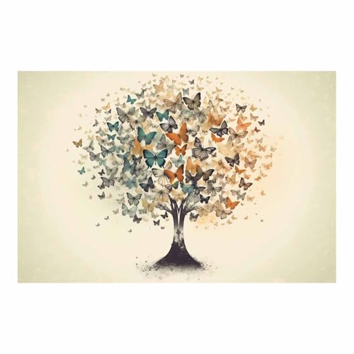 Affiche Decoration Murale Photo sur Toile Arbre Papillons Coloré TERUEA 80x120