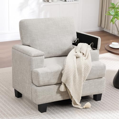 choairy Oversized Accent Chair with Armrest Storage, Modern Upholstered Reading Living Room Chairs...