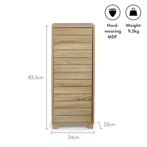 VonHaus Bathroom Storage Cabinet – Oak Wood Effect Bathroom Floor Cabinet with Handleless Design - Small Floor Standing Cupboard - Storage Unit for Kitchen & Hallway - Chester
