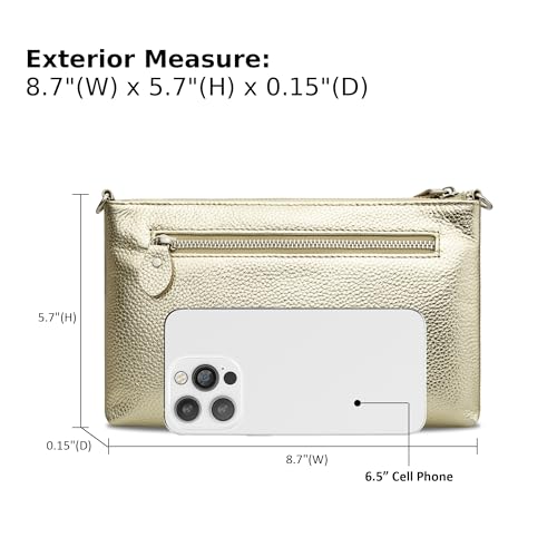 Image of befen Genuine Leather Wristlet Clutch Wallet Purses Small Crossbody Bags for Women with RFID Blocking Card Slots