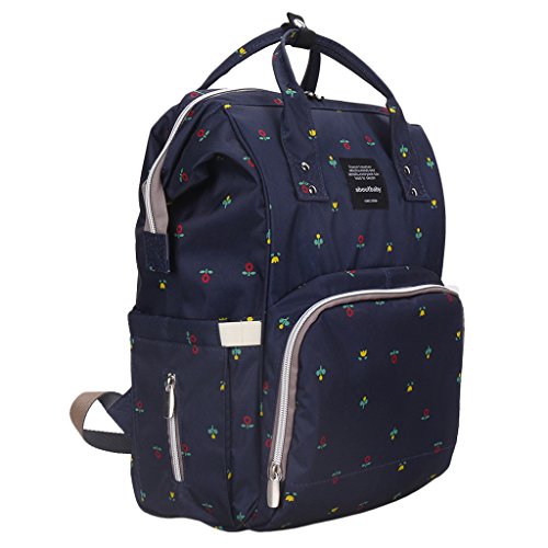 Preisvergleich Produktbild Homyl Mama Multifunktional Rucksack Baby Wickelrucksack Umhängetasche Schulter Rucksack Windeltasche - Tiefblaue Blume