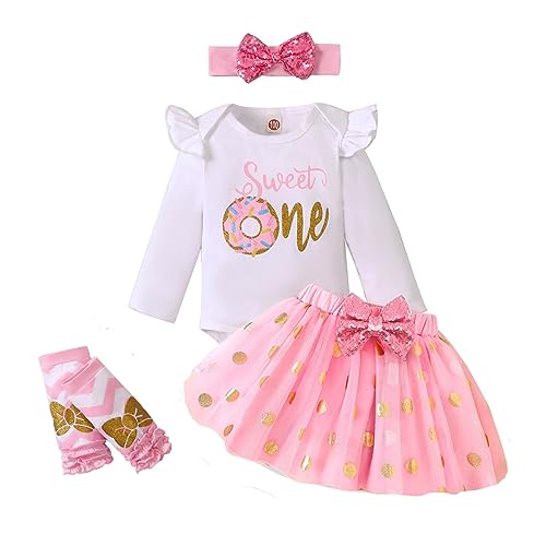 UUAISSO Baby Girls My 1st Birthday Outfits manga curta Cake Smash saia lantejoulas Tutu princesa vestido conjuntos de roupas manga comprida rosa one 12 meses