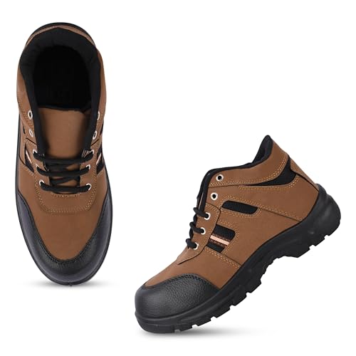 Image of ELECANT Lace-up Steel Toe Safety Shoes for Factory and Industrial Work for Men