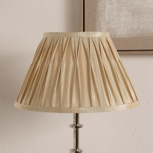 Empire Polysilk Pinch Pleat Lamp Shades for Table Lamps | Vintage Inspired Tapered Lampshade for Table Lamps | Table Lamp Shades Only | Candle Lampshade (Champagne, 14 inch)
