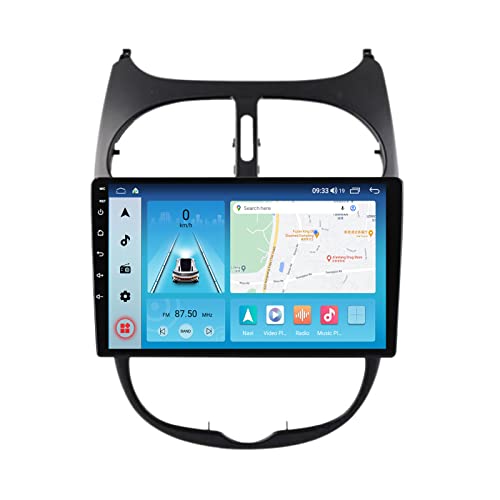 ADMLZQQ para Peugeot 206 2004-2008 9'' Android 11 Estéreo Coche Unidad Principal Carplay Bluetooth GPS Pantalla Dividida Control Volante Cámara Trasera FM Am RDS, Soporte Dab+/DVR,S300 8core 3+32g Cover