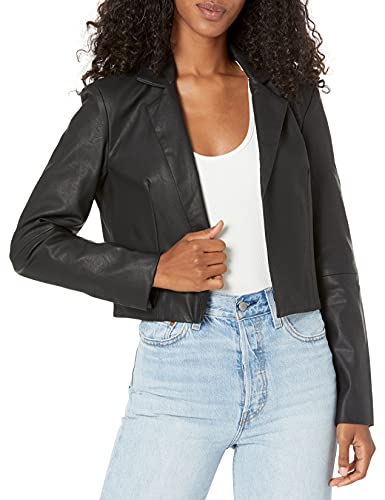 [BLANKNYC] womens Cropped Vegan Leather Blazer, Comfortable Jacket & Stylish Coat Blazer, Truth Or Dare, Small-Medium US
