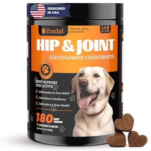 Zozdal Joint Supplement for Dogs, Glucosamine Chondroitin, Glucosamine for Dogs, Chicken Flavor, Pain Relief, Joint Health