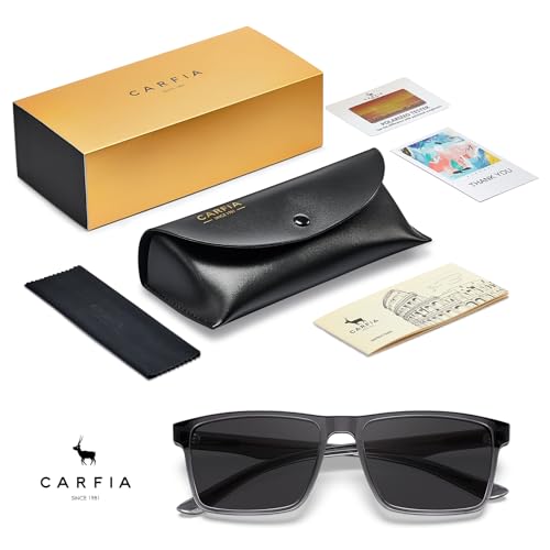 Image of CARFIA Retro Acetate Mens Sunglasses Polarized Classic Square Sun Glasses CA62162