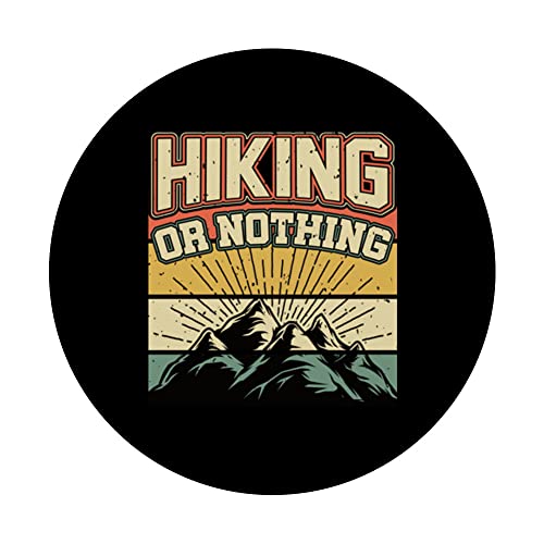 Camping & Vintage Hiking I Nothing But Hiking I Retro Hike PopSockets Swappable PopGrip, Black - Image 3