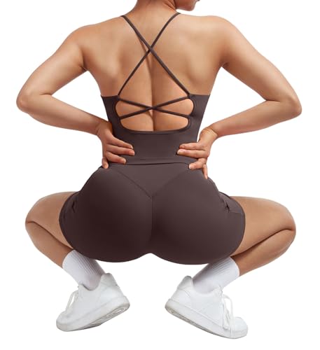 SUUKSESS Women 2 Piece Workout Sets Scrunch Butt Shorts with Pockets Padded Tank Tops4