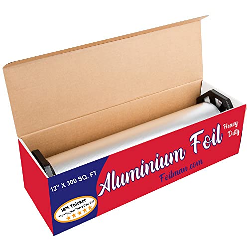 Ultra-Thick Heavy Duty Household Aluminum Foil Roll (12” X 300 Square Foot Roll) With Sturdy Corrugated Cutter Box - Heavy Duty Food Safe Foil Wrap - Best Kitchen Wraps & Baking Need #TOP1