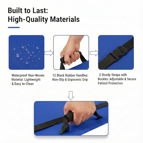 Image of Portable Vet Dog Stretcher Gurney with 12 Rubber Handles, 400 lbs