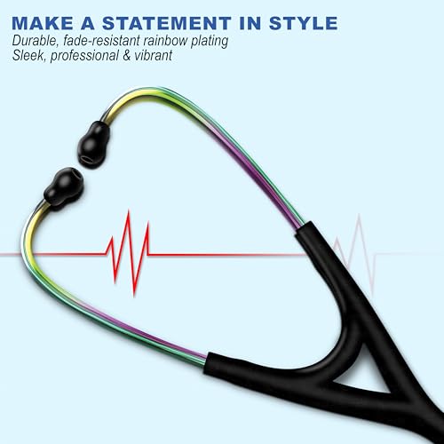 Image of OTICA Double-Sided Stainless Steel Master Style Cardiology Stethoscope Exceptional Acoustic Rainbow /Kaleidoscope Finish Chestpieces-Headset for Medical Professionals | Flexible Tubing & Soft Sealing Eartips | For Doctor,Nurse,Vet,Medical Student (Grey)