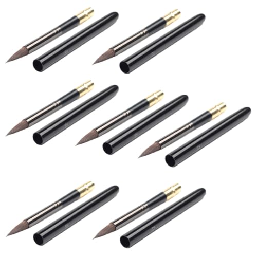 Pinceles de cerdas naturales resistentes y mango metálico desmontable set de 7 2