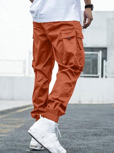Image of JEMLDL Mens Cargo Joggers Pants Elastic Waist Drawstring with Flap Pockets Techwear Pants for Men