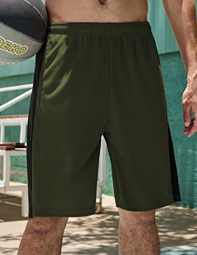 Coofandy Men's 2-Pack Basketball Shorts Dry Fit Mesh Workout Running Shorts Active Athletic Performance Shorts With Pockets(Army Green/Grey, Xx-Large) #TOP1