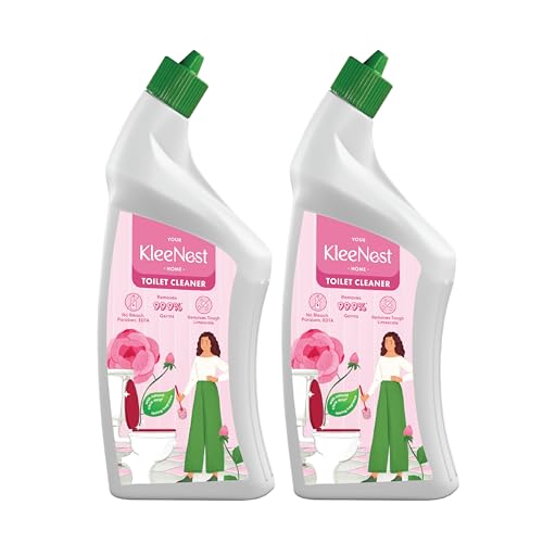 Image of Kleenest Advanced Toilet Cleaner Liquid, Rose (Pack of 2) | Thick Formula with Natural Citric Acid, Limescale Remover, Bleach Free | Removes 99.9% Germs | 1 litre