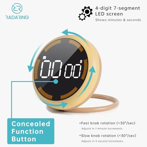 Amber Quick Que Kitchen Timers, Visual timers Large LED Display Magnetic Countdown Countup Timer for Classroom Cooking Fitness Baking Studying Teaching, Easy for Kids and Seniors (Amber) by RADARING - Used condition - Image 2