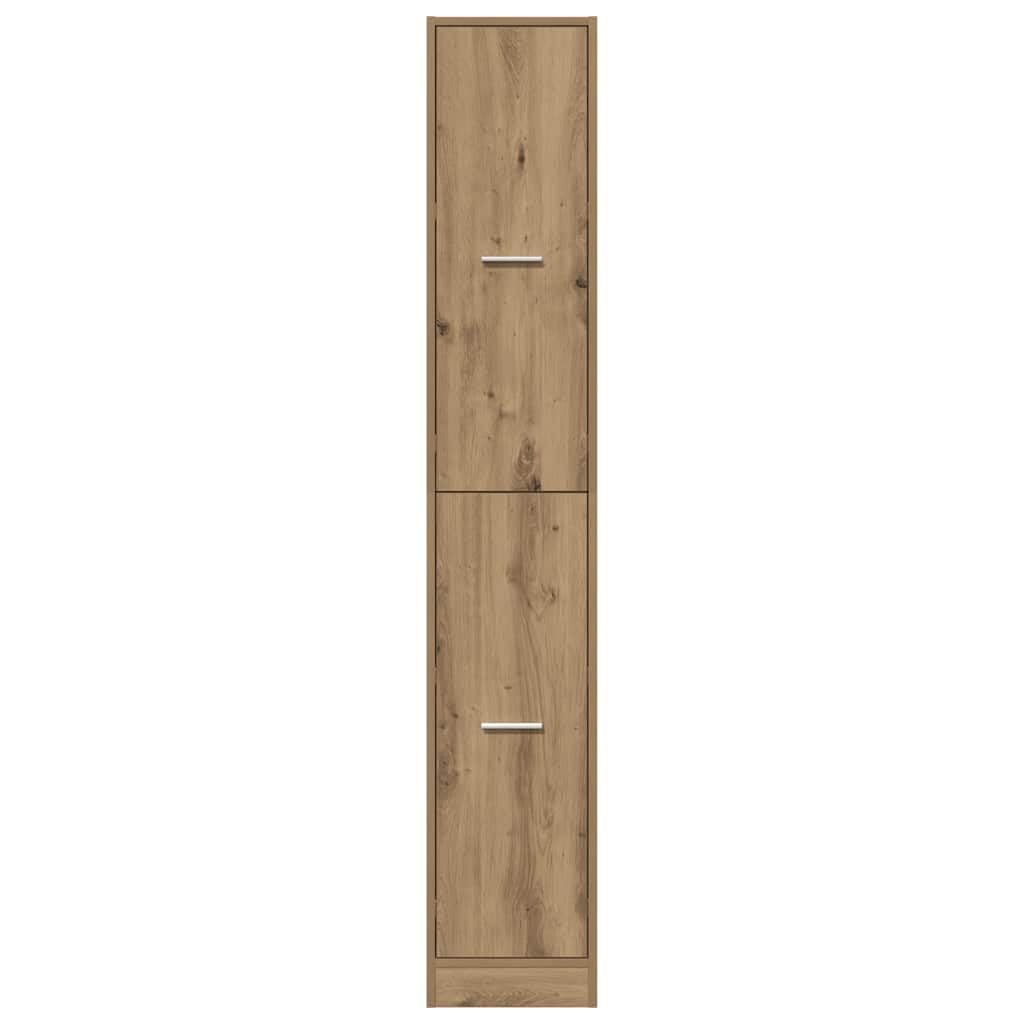 Artisan Oak Slim Engineered Wood Pantry Cabinet with 4 Drawers | Sized at 11.8 x 16.1 x 68.7 inches, this vertical organizer provides extra storage for kitchens and offices.