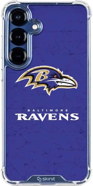 Skinit Clear Phone Case Compatible with Galaxy S25 - Officially Licensed NFL Baltimore Ravens - Alternate Distressed Design