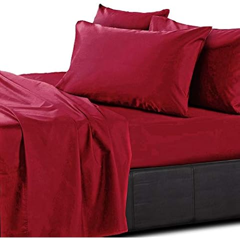 Essina King Bed Sheets Egyptian Cotton 4pc, Royale Collection Solid Color 950 Thread Count, King Size Sheet Deep Pockets,Scarlet Red Cover