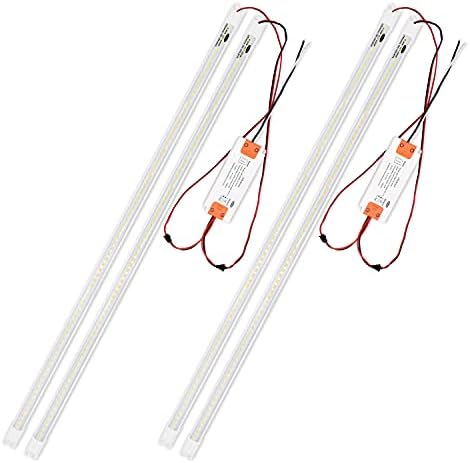 Superiorly 2Pack 4 Foot LED Magnetic Strip Retrofit Kit,36W Magnetic Mount 4ft LED Tube,5400LM,3500K Warm Light,T8 T10 T12 Fluorescent Replacement,Transparent Cover,100-277V