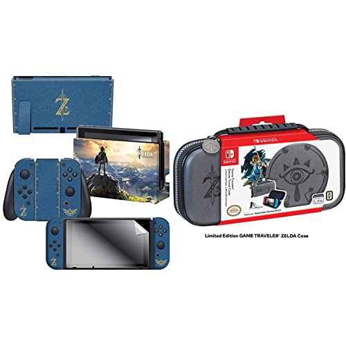 Controller Gear Nintendo Switch Skin & Screen Protector Set & Game Traveler Zelda Nintendo Switch Case & Bonus Game Cases, Deluxe Carry Handle, Licensed Nintendo Switch Game Case #TOP12