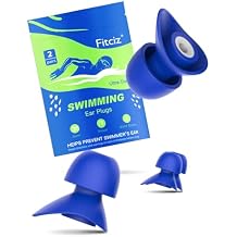 Swimming Ear Plugs for Adults, 2 Pairs Waterproof Earplugs in Case for Swimmers, Men, Women, Washable, Reusable, Comfortable S+M for Women, L+M for Men