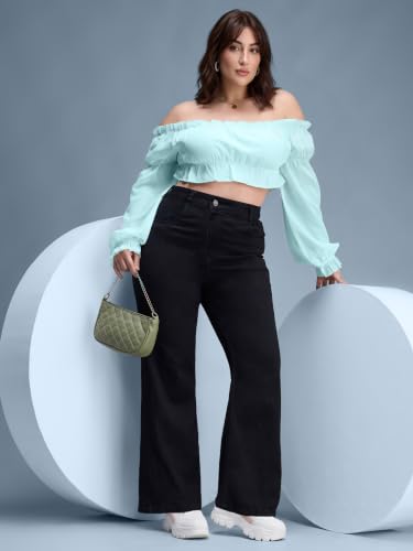 Image of Miss Chase A+ Women's Wide Leg High Rise Regular Length Stretchable Denim Jeans