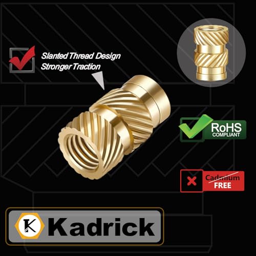 Image of Kadrick 200Pcs M3 Threaded Inserts for 3D Printing Components,M3*H4*D4.5 Metric Brass Knurled Nuts, Insert by Heat into Plastic Parts