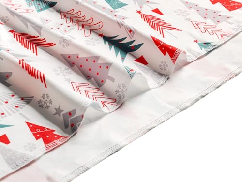 Image of Newborn Baby Girl Receiving Blanket Swaddle Blanket Stretchy Knit Swaddle Set with Matching Headband and Beanie (Red Tree Christmas)