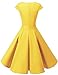DRESSTELLS Vintage Dress for Women, 1950s Retro Cocktail Prom Short Dress, 50s 60s Pinup Wedding Tea Party Rockabilly Swing Dress Summer 2024 Yelllow XL
