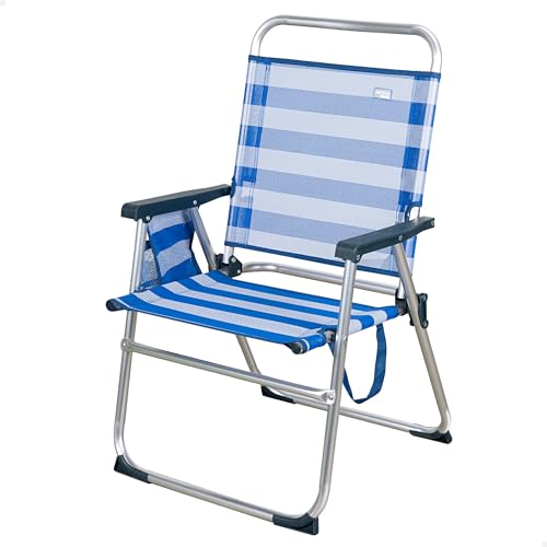 AKTIVE Silla fija plegable de playa, Silla respaldo fijo, Silla playa, medidas 48x50x88 cm, con asa de transporte, Silla de...