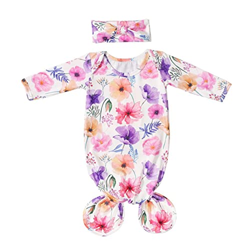 Baby Infant Outfit geknotetes Schlafkleid Nachtwäsche Baby Knot Floral...