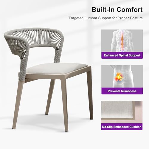 Image of PURPLE LEAF Outdoor Dining Set for 10 with Built-in Cushions Champagne