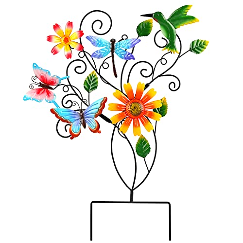 Adorafur Metall Schmetterling Gartenstecker Dekor Outdoor Dekorative Blume Hof Kunst Indoor Wanddekoration Hof für Weg Rasen Terrasse Ornamente 61 cm Cover