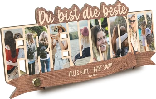Freundin Geschenk personalisiert - Fotogeschenk aus Holz - Beste Freundin Geschenk, Freundinnen Geschenkidee, Schriftzughalter, BFF Geschenke, Geschenkidee für Bestie, BFF Geschenkidee Weihnachten