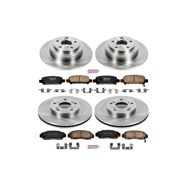 Power Stop K15242DK Front & Rear Brake Kit - Z23 Carbon Fiber Pads, Drilled & Slotted Rotors, Drums & Shoes