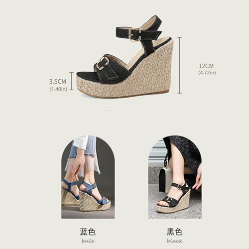 Espadrilles compensées femme finies les ampoules chaussure été noire 37 à sangle boucle