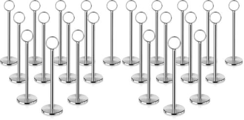 Image of New Star Foodservice Ring-Clip Table Number Holder / Place Card Stand, 8 Inch, Silver, Set of 12 (Pack of 2)