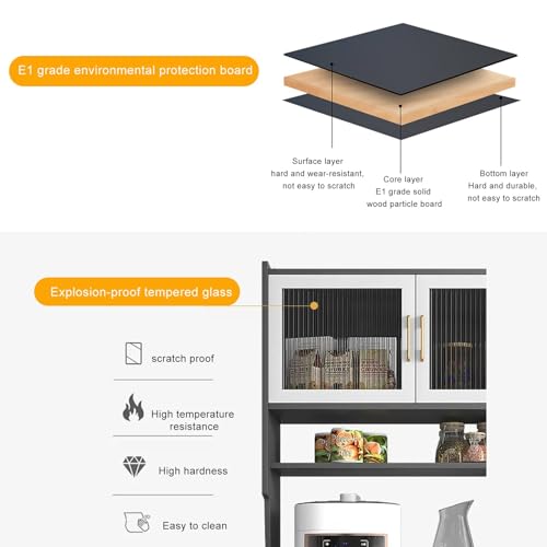 Étagère de cuisine rangement bois Nero meuble micro-ondes multi-rangements