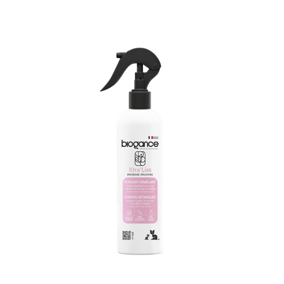 Biogance - Démêlant Xtra Liss - 250 ML - Produit de Soin et d'hygiène pour Chat - A Base de protéine de Riz - Convient aux Chats à Poils Longs - Made in France