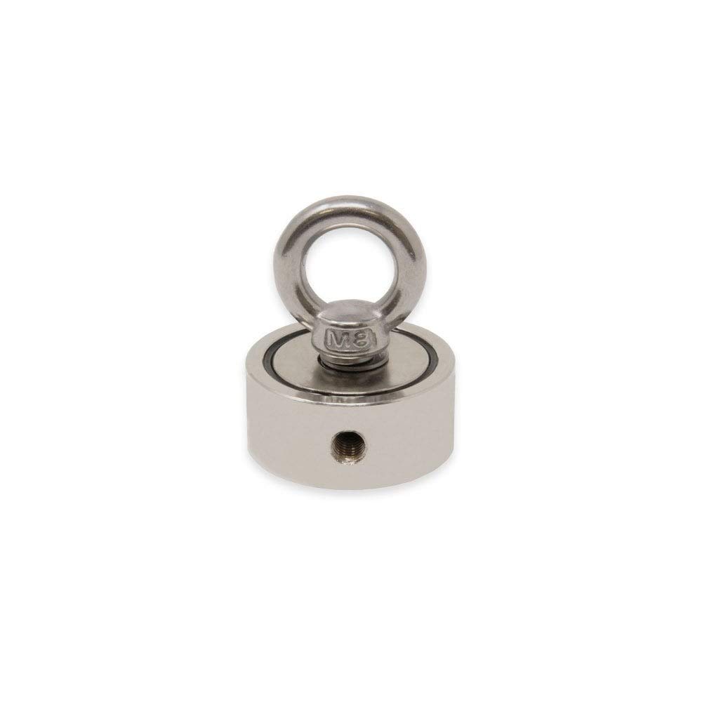 N42 Nagnet Pot Neodymium Con 2X Mo8 Eybolts Per La Pesce Magnet, Rippetco E Treasco Caccia - 48mm Dia x 18mm - 80kg