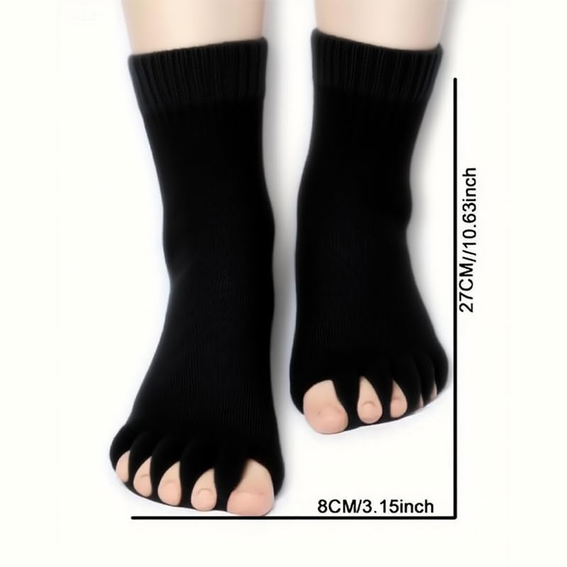 1 Pair Women's Toe Separating Yoga Socks, Breathable Non-Slip Five-Toe Design, Solid Color3