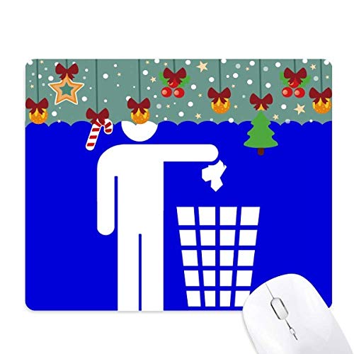 Tapis de souris carré bleu Rubbish avec marqueur d'avertissement pour bureau de Noël
