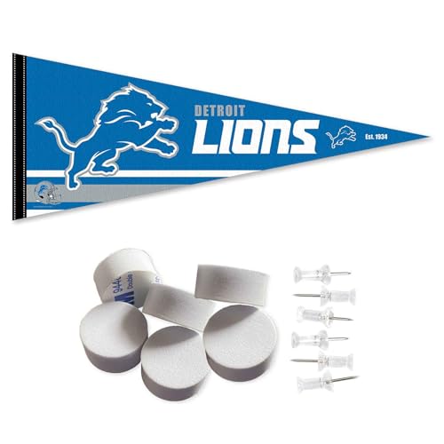 WinCraft Detroit Lions Pennant Banner and Wall Tack Pads