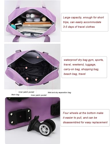 Women's Expandable Wheeled Duffle Bag - Large Capacity with 360° Spinner Wheels & Detachable Packing Cubes, Carry-On Luggage for Short Trips, Gym, Weekend Getaway(Gray)2