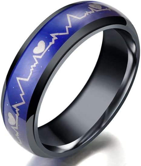Zboro 6mm Black Mood Rings Temperature Emotion Feeling Engagement Rings